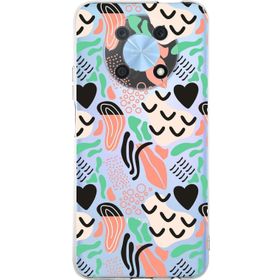 Printify Huawei Nova Y90 Uyumlu Kamera Korumalı Kapak Memphis Desen Tasarımlı Şeffaf Cep Telefonu Kılıfı