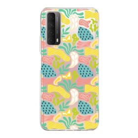 Printify Huawei P Smart 2021 İle Uyumlu 1mm Kapak Memphis Desen Tasarımlı Şeffaf Silikon Cep Telefonu Kılıfı