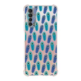 Printify Huawei P Smart 2021 Uyumlu Nazar Boncuğu 4 Baskılı Şeffaf Köşe Korumalı Antişok Kılıf