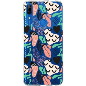 Printify Huawei P Smart Pro İle Uyumlu 1mm Kapak Memphis Desen Tasarımlı Şeffaf Silikon Cep Telefonu Kılıfı