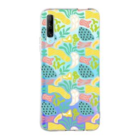 Printify Huawei P Smart Pro İle Uyumlu 1mm Kapak Memphis Desen Tasarımlı Şeffaf Silikon Cep Telefonu Kılıfı