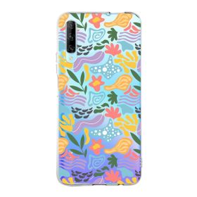 Printify Huawei P Smart Pro İle Uyumlu 1mm Kapak Memphis Desen Tasarımlı Şeffaf Silikon Cep Telefonu Kılıfı
