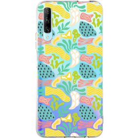 Printify Huawei P Smart Pro İle Uyumlu 1mm Kapak Memphis Desen Tasarımlı Şeffaf Silikon Cep Telefonu Kılıfı