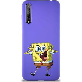 Printify Huawei P Smart S Soft Premier Kapak Sünger Bob Tasarımlı Silikon Cep Telefonu Kılıfı