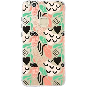 Printify Huawei P Smart Z İle Uyumlu 1mm Kapak Memphis Desen Tasarımlı Şeffaf Silikon Cep Telefonu Kılıfı