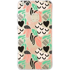 Printify Huawei P Smart Z İle Uyumlu 1mm Kapak Memphis Desen Tasarımlı Şeffaf Silikon Cep Telefonu Kılıfı