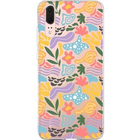 Printify Huawei P20 1 mm Memphis Yeşil Desen Şeffaf Silikon Cep Telefonu Kılıfı
