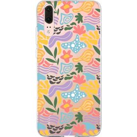 Printify Huawei P20 1 mm Memphis Yeşil Desen Şeffaf Silikon Cep Telefonu Kılıfı