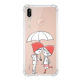 Printify Huawei P20 Lite Uyumlu Köşe Korumalı Antişok Kapak Aşk Tasarımlı Şeffaf Kılıf
