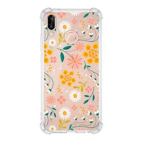 Printify Huawei P20 Lite Uyumlu Köşe Korumalı Antişok Kapak Çiçek Tasarımlı Şeffaf Kılıf