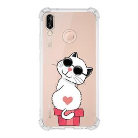 Printify Huawei P20 Lite Uyumlu Köşe Korumalı Antişok Kapak Coolcat Tasarımlı Şeffaf Kılıf