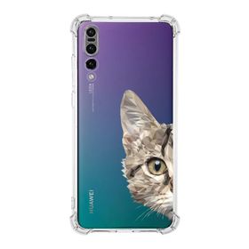 Printify Huawei P20 Pro Uyumlu Köşe Korumalı Antişok Kapak Catface Tasarımlı Şeffaf Kılıf