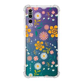 Printify Huawei P20 Pro Uyumlu Köşe Korumalı Antişok Kapak Çiçek Tasarımlı Şeffaf Kılıf