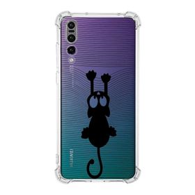 Printify Huawei P20 Pro Uyumlu Köşe Korumalı Antişok Kapak Çizgi Kedi Tasarımlı Şeffaf Kılıf
