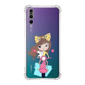 Printify Huawei P20 Pro Uyumlu Köşe Korumalı Antişok Kapak Vespagirl Şekiller Tasarımlı Şeffaf Kılıf