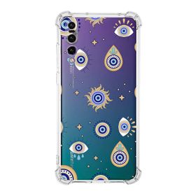 Printify Huawei P20 Pro Uyumlu Nazar Boncuğu 5 Baskılı Şeffaf Köşe Korumalı Antişok Kılıf