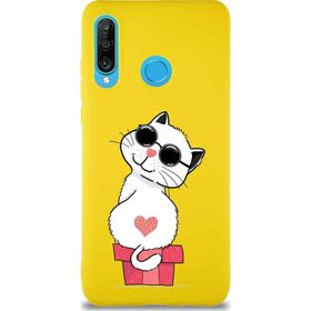 Printify Huawei P30 Lite Soft Premier Kapak Coolcat Tasarımlı Silikon Cep Telefonu Kılıfı
