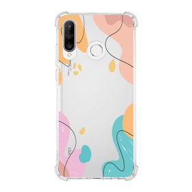 Printify Huawei P30 Lite Uyumlu Köşe Korumalı Antişok Kapak Karışık Renkler Tasarımlı Şeffaf Kılıf