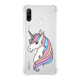 Printify Huawei P30 Lite Uyumlu Köşe Korumalı Antişok Kapak Unicorn Tasarımlı Şeffaf Kılıf
