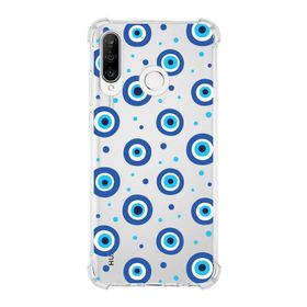 Printify Huawei P30 Lite Uyumlu Nazar Boncuğu 1 Baskılı Şeffaf Köşe Korumalı Antişok Kılıf