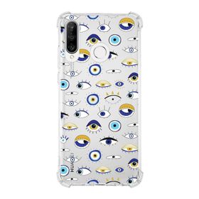 Printify Huawei P30 Lite Uyumlu Nazar Boncuğu 2 Baskılı Şeffaf Köşe Korumalı Antişok Kılıf