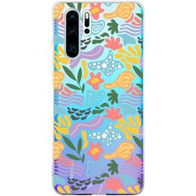 Printify Huawei P30 Pro İle Uyumlu 1 mm Kapak Memphis Desen Tasarımlı Şeffaf Silikon Cep Telefonu Kılıfı