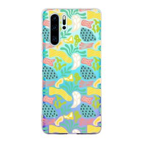 Printify Huawei P30 Pro İle Uyumlu 1 mm Kapak Memphis Desen Tasarımlı Şeffaf Silikon Cep Telefonu Kılıfı