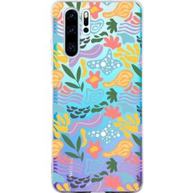 Printify Huawei P30 Pro İle Uyumlu 1 mm Kapak Memphis Desen Tasarımlı Şeffaf Silikon Cep Telefonu Kılıfı