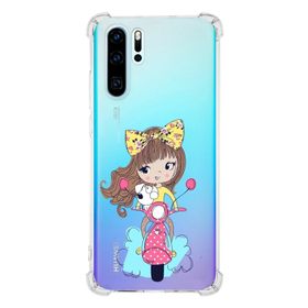 Printify Huawei P30 Pro Uyumlu Köşe Korumalı Antişok Kapak Vespagirl Şekiller Tasarımlı Şeffaf Kılıf