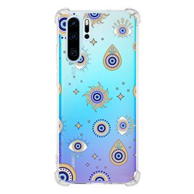Printify Huawei P30 Pro Uyumlu Nazar Boncuğu 5 Baskılı Şeffaf Köşe Korumalı Antişok Kılıf