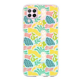 Printify Huawei P40 Lite İle Uyumlu 1 mm Kapak Memphis Desen Tasarımlı Şeffaf Silikon Cep Telefonu Kılıfı