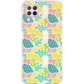 Printify Huawei P40 Lite İle Uyumlu 1 mm Kapak Memphis Desen Tasarımlı Şeffaf Silikon Cep Telefonu Kılıfı