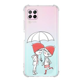 Printify Huawei P40 Lite Uyumlu Köşe Korumalı Antişok Kapak Aşk Tasarımlı Şeffaf Kılıf