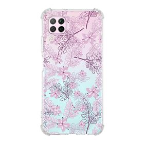 Printify Huawei P40 Lite Uyumlu Köşe Korumalı Antişok Kapak Floral Pudra Tasarımlı Şeffaf Kılıf