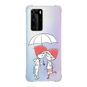 Printify Huawei P40 Pro Uyumlu Köşe Korumalı Antişok Kapak Aşk Tasarımlı Şeffaf Kılıf