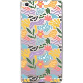 Printify Huawei P8 İle Uyumlu 1 mm Kapak Memphis Desen Tasarımlı Şeffaf Silikon Cep Telefonu Kılıfı