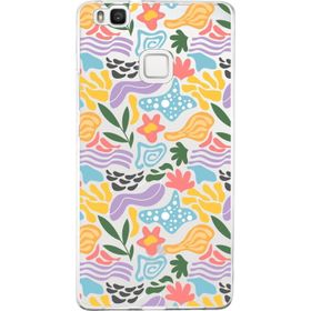 Printify Huawei P9 Lite İle Uyumlu 1 mm Kapak Memphis Desen Tasarımlı Şeffaf Silikon Cep Telefonu Kılıfı