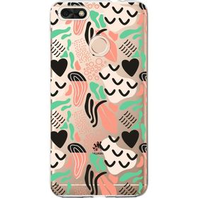 Printify Huawei P9 Lite İle Uyumlu 1 mm Kapak Memphis Desen Tasarımlı Şeffaf Silikon Cep Telefonu Kılıfı