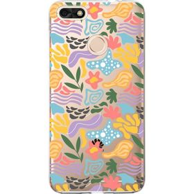 Printify Huawei P9 Lite Mini İle Uyumlu 1 mm Kapak Memphis Desen Tasarımlı Şeffaf Silikon Cep Telefonu Kılıfı