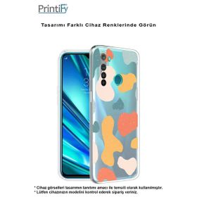 Printify Huawei Psmart (2018) Uyumlu Kamera Korumalı Geometrik Şekiller Tasarımlı Şeffaf Kılıf