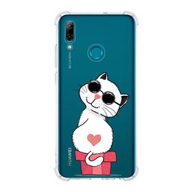 Printify Huawei PSmart 2019 Uyumlu Köşe Korumalı Antişok Kapak Coolcat Tasarımlı Şeffaf Kılıf