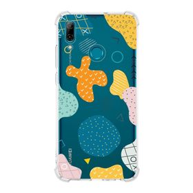 Printify Huawei PSmart 2019 Uyumlu Köşe Korumalı Antişok Kapak Geometrik Şekiller Tasarımlı Şeffaf Kılıf