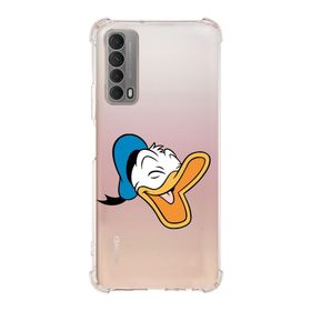 Printify Huawei PSmart 2021 Uyumlu Köşe Korumalı Antişok Kapak Donald Duck Tasarımlı Şeffaf Kılıf