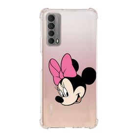 Printify Huawei PSmart 2021 Uyumlu Köşe Korumalı Antişok Kapak Minnie Mouse Tasarımlı Şeffaf Kılıf