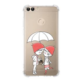 Printify Huawei PSmart Uyumlu Köşe Korumalı Antişok Kapak Aşk Tasarımlı Şeffaf Kılıf