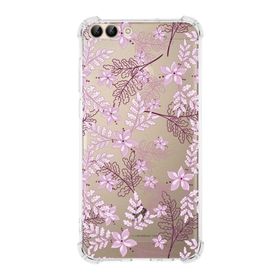 Printify Huawei PSmart Uyumlu Köşe Korumalı Antişok Kapak Floral Pudra Tasarımlı Şeffaf Kılıf