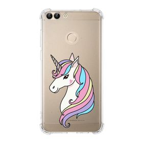 Printify Huawei PSmart Uyumlu Köşe Korumalı Antişok Kapak Unicorn Tasarımlı Şeffaf Kılıf