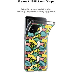 Printify Huawei Y5 2018 İle Uyumlu 1 mm Kapak Memphis Desen Tasarımlı Şeffaf Silikon Cep Telefonu Kılıfı