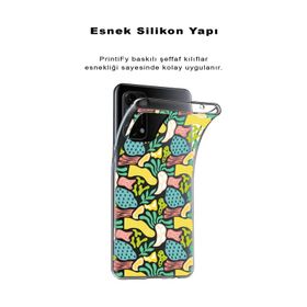 Printify Huawei Y5 2018 İle Uyumlu 1 mm Kapak Memphis Desen Tasarımlı Şeffaf Silikon Cep Telefonu Kılıfı
