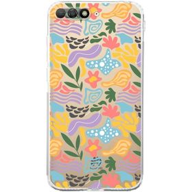 Printify Huawei Y6 2018 Uyumlu Kamera Korumalı Kapak Memphis Desen Tasarımlı Şeffaf Cep Telefonu Kılıfı
